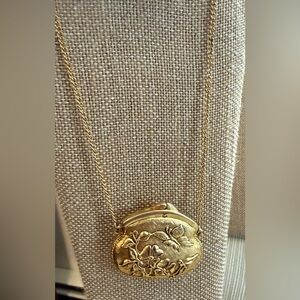 Corday Gold Tone Floral Mini Purse Bag Vintage Perfume holder on chain